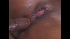 Jouer Une beauté lubrique en collants résille se masturbe la chatte et prend une grosse bite noire dans un espace étroit