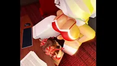 Jouer Mme noël est excitée et baise son elfe jusqu'à ce qu'elle jouisse ~