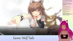 Play Cute VTuber LewdNeko in a Steamy Lesbian Hentai Livestream Playing Wolf Tails Part 1